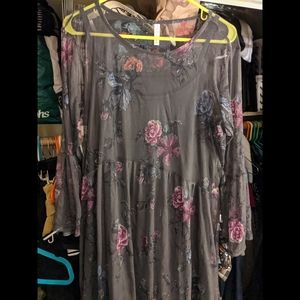 Xhilaration gray mesh floral dress